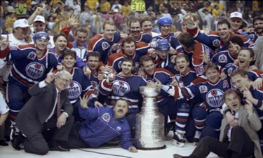 85/86 Oilers. Glenn Anderson, Mark Napier, Lee Fogolin, Andy Moog